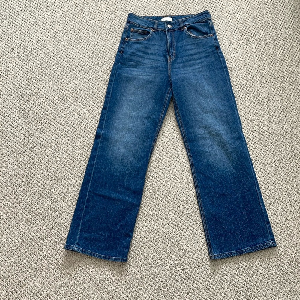 HM high-waist wide leg jeans